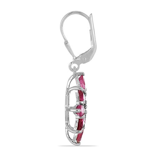 BUY 925 STERLING SILVER GLASS RUBY EARRINGS